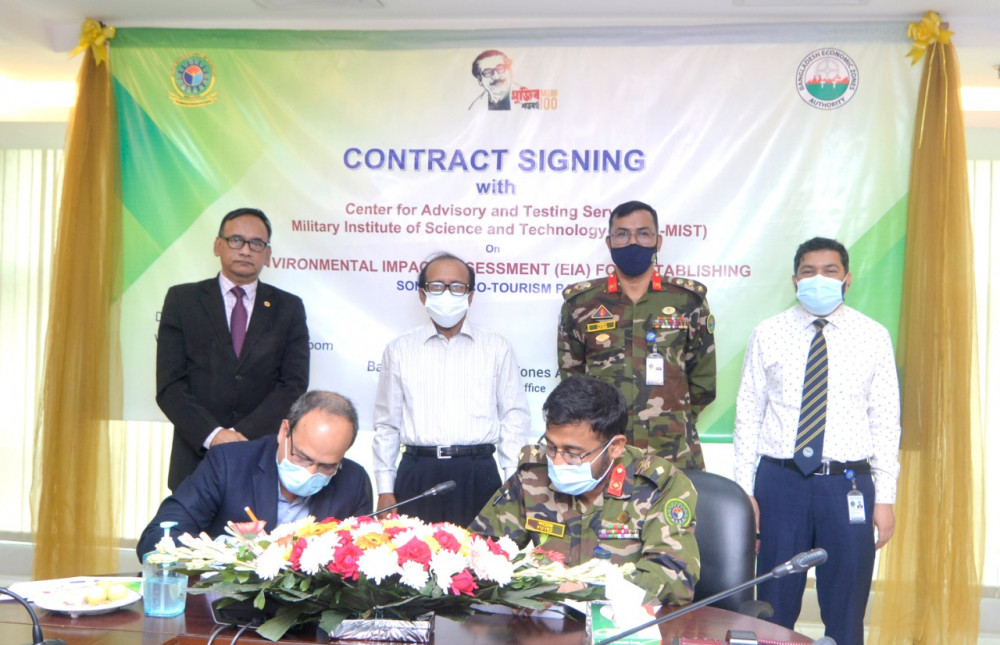 Contract signing between CATS EWCE, MIST and BEZA on Environmental Impact Assessment of Sonadia Eco-Tourism Park.